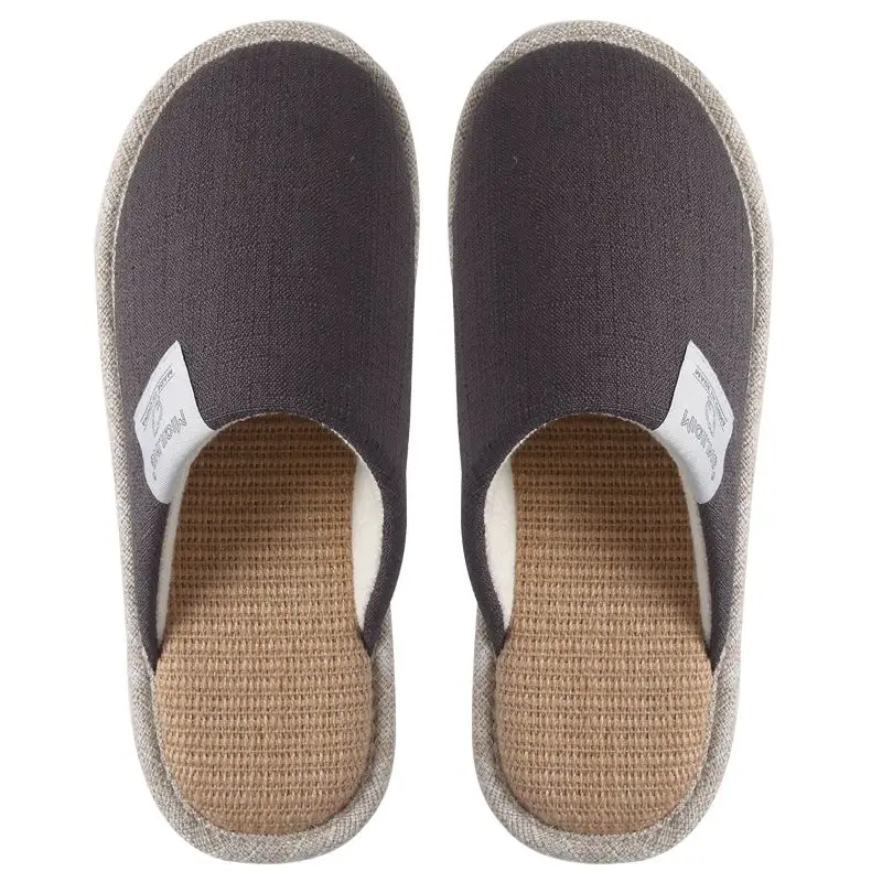 

Extra Large Men's Slippers Indoor Non Slip Cotton Linen Blend Home Bedroom Footwear Warm Comfortable Shoes for Men