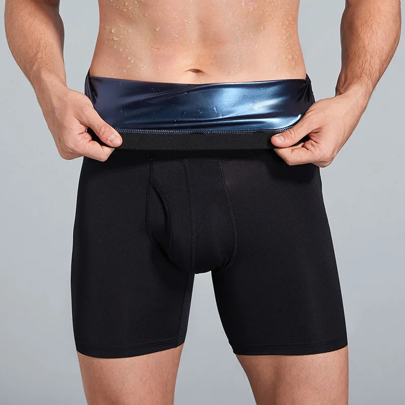 Pantalones cortos de Sauna para hombre, ropa interior deportiva de cintura alta para correr, adelgazante, moldeador de cuerpo, nuevo