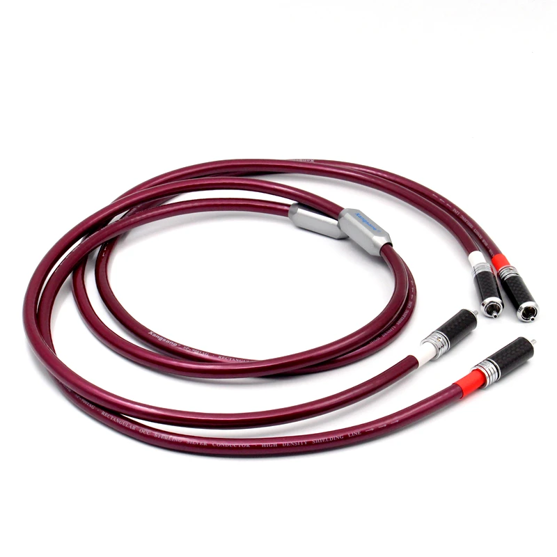 Hifi 4N Pure Silver RCA Audio Cable With Carbon Fiber 2 RCA to 2RCA Male Plug Hifi Dual RCA Interconnector Cable