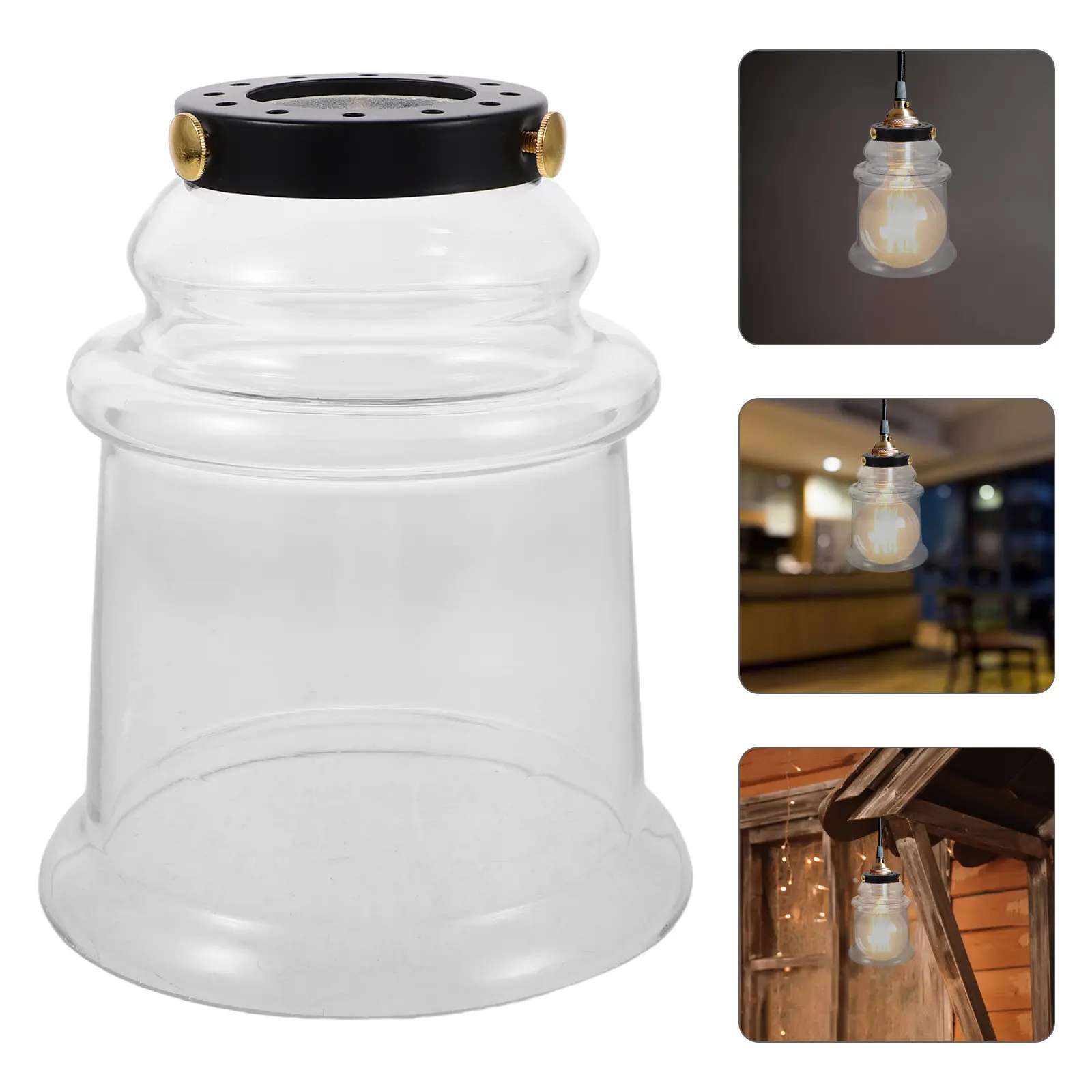 

Vintage Clear Glass Bell-Shaped Lampshade Industrial Pendant Replacement Light Fixture Shade for Dining Room Cafe Home Lighting