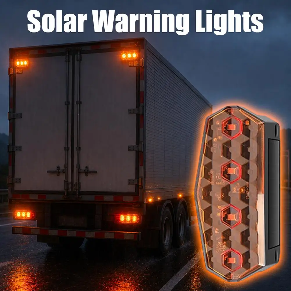 Solar Side Marker Light Wireless LED Warning Lamp for Truck Trailer RV Waterproof Smart Vibration Sensor Safety Accessory