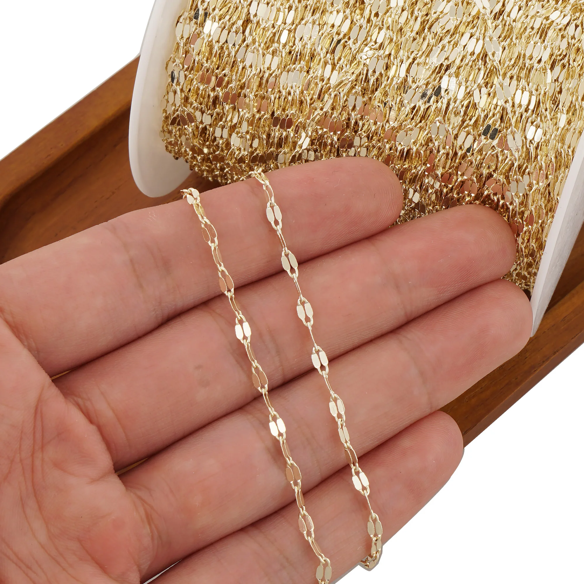 

6 Feet 2.3*4.5mm 14K Gold Filled Dapped Sequin Chain DIY Necklace and Bracelet Accessories DIY Component Free Shipping Accessory