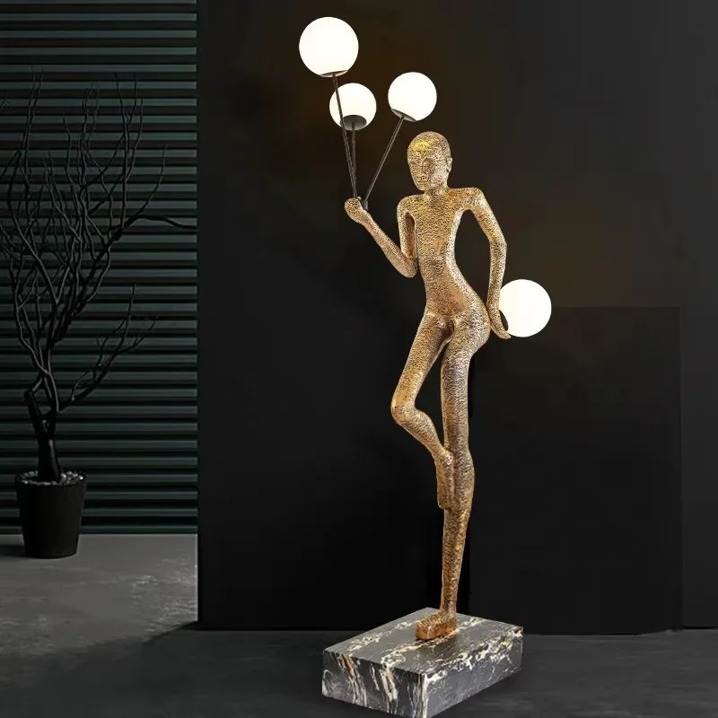 Modern Creative Folk Art Angel Sculpture Floor Lamp Resin Material for Living Room and Exhibition Hall Decoration