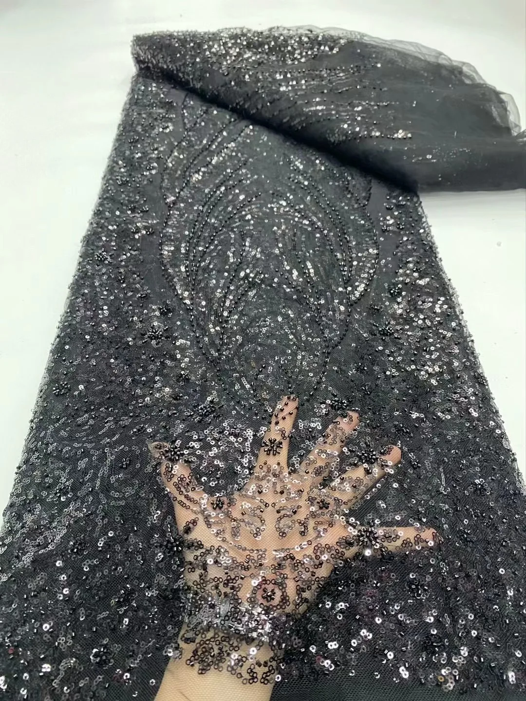 قماش دانتيل مصمم تول أفريقي 2025، قماش، للخياطة، ترتر، فساتين زفاف، تطريز، جودة عالية، شبكة، قماش، 5 ياردات #5