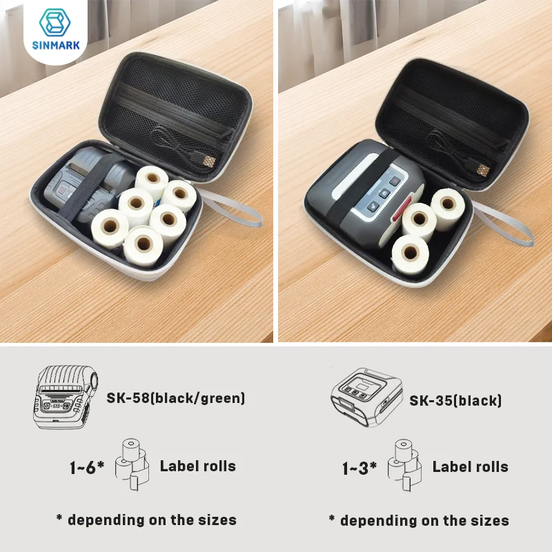 SINMARK Case Bag for Mini Portable Printer Pocket Label Thermal Printer Protective Shell Storage Bag
