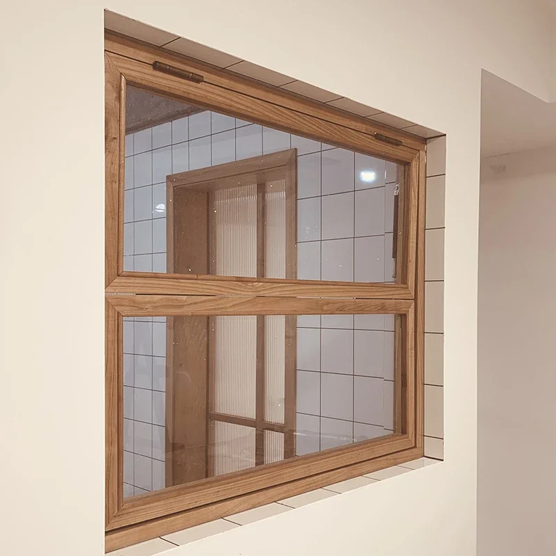 Customized indoor sliding windows, left and right folding wooden windows, upturned solid wooden windows, upturned glass