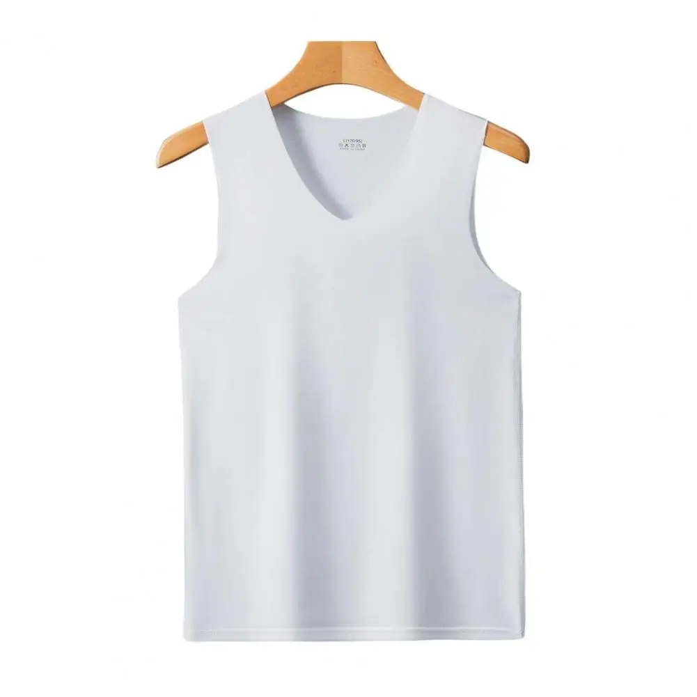 Trendy Tank Tops Breathable Men Vest Ice Silk Slim Fit Seamless Pullover Vest Top  Moisture Wicking