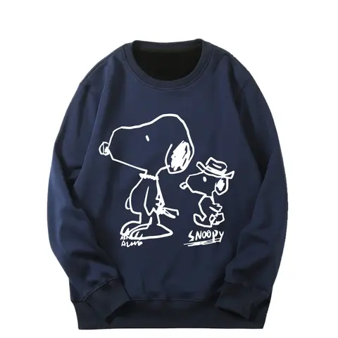 Dam långärmad bottentröja Snoopy tröja ins animation tecknad perifer rund hals tröja lös kappa 12 best sales Snoopy Zara - №12