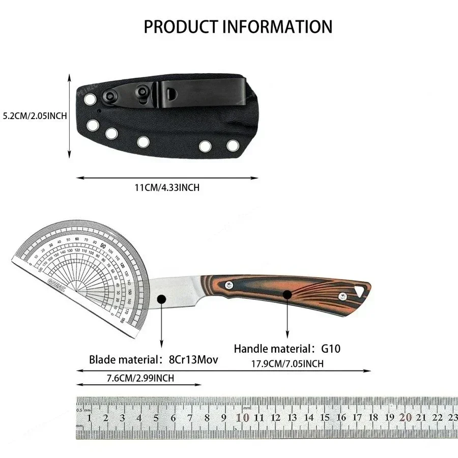 Freezout High-hardness Fixed Blade 2.99-inch 8Cr13Mov Steel Blade G10 Handle Outdoor Camping Hiking EDC Tool Fishing Knife