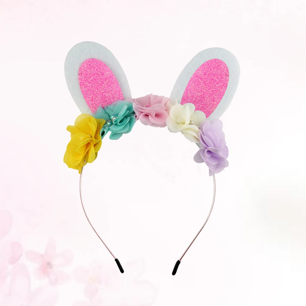 

2Pcs RabbitEarsFlowerHairHoop PartyCostume EasterHeadwear Child Comfortable Lightweight NonFading FitsMostChildren IdealCarnival