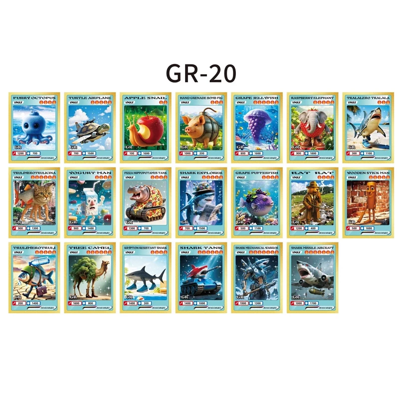 150PCS 이탈리아 Brainrot 카드 Tung Tung Tung Sahur Tralalero Tralala Collectible Cards 소년 소녀를위한 클래식 장난감 생일 선물