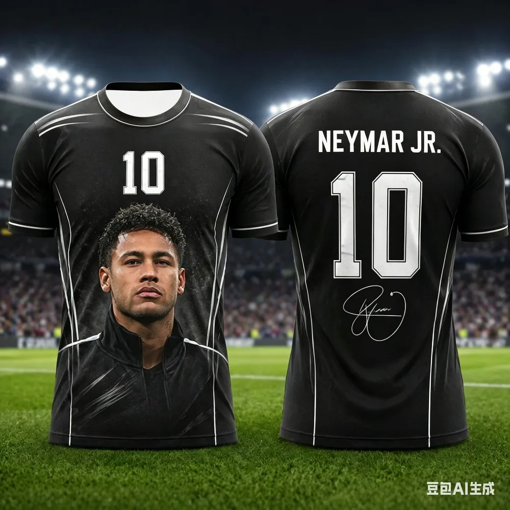 Neymar Jr. Nr. 10 Fußballtrikot 3D-Druck Schnelltrocknendes Sportliches Trainingsoutfit Fußballshirt für Erwachsene Outdoor-Match Fan-Sportbekleidung T-Shirt – Detail 7