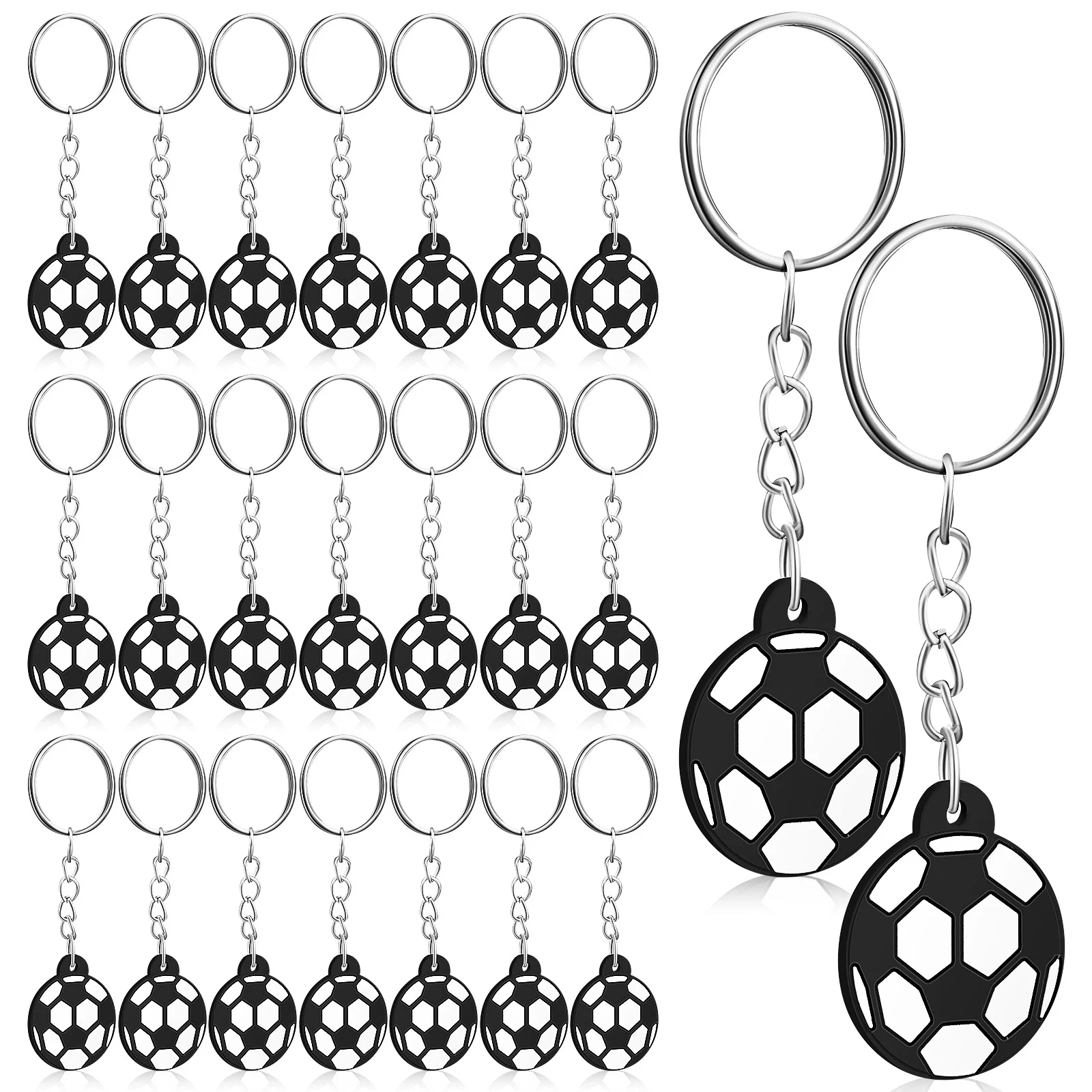 

24Pcs Football Pendant Keychains Soccer Ball Creative Key Rings Car Keys Backpack Gifts Soccer Ball Keychain for Backpack