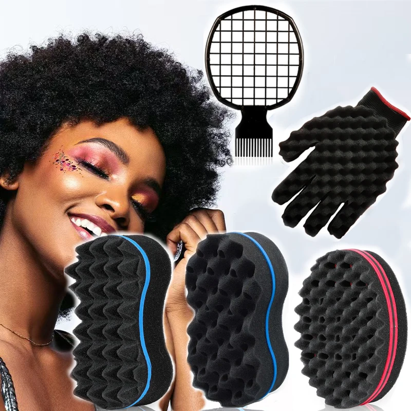 2/3/4pcs Afro Twist hair comb sponge for men and women's curly hair spongebrush for hairdressers and personal curly hair styling
