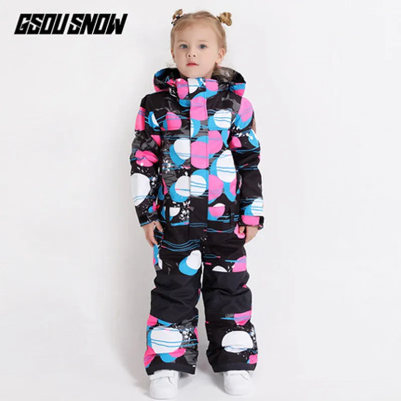 GSOU SNOW-traje de esquí de una pieza para niña, ropa de esquí con capucha, ropa deportiva de invierno, impermeable, a prueba de viento