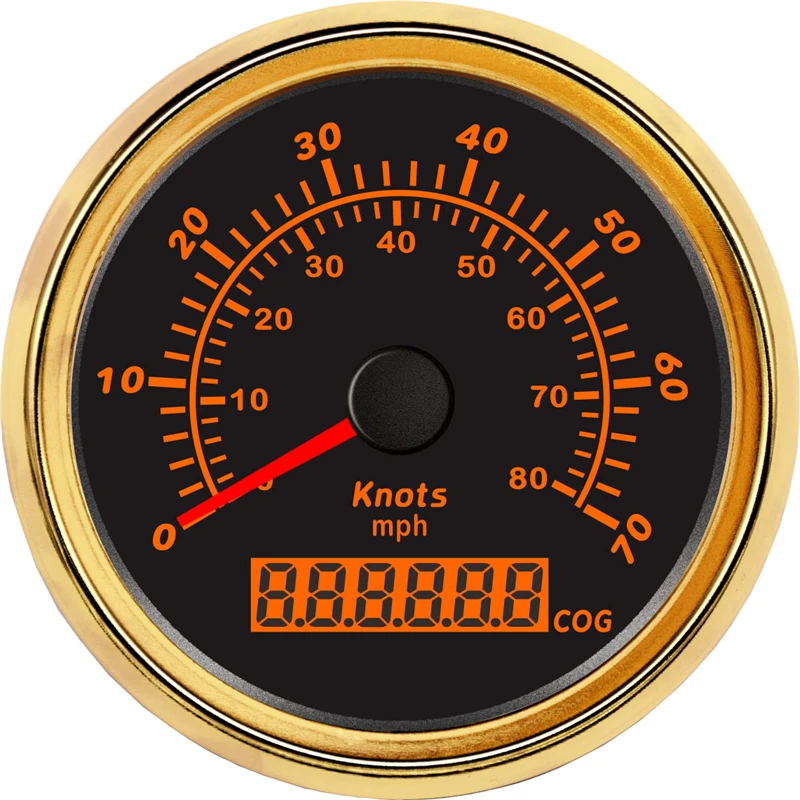 New Arrival 0-70Knots Show GPS Speedometers 85mm 0-80Mph Pointer Speed Indicators Instrument with White Backlight for Boat Yacht