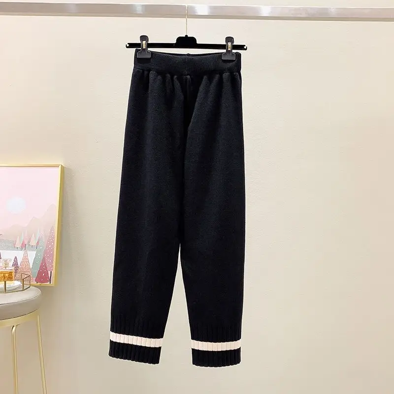 سراويل نسائية فضفاضة غير رسمية جديدة مرنة عالية الخصر واسعة الساق سراويل غير رسمية بطول الكاحل سراويل نسائية لخريف وشتاء 2025 CQ55