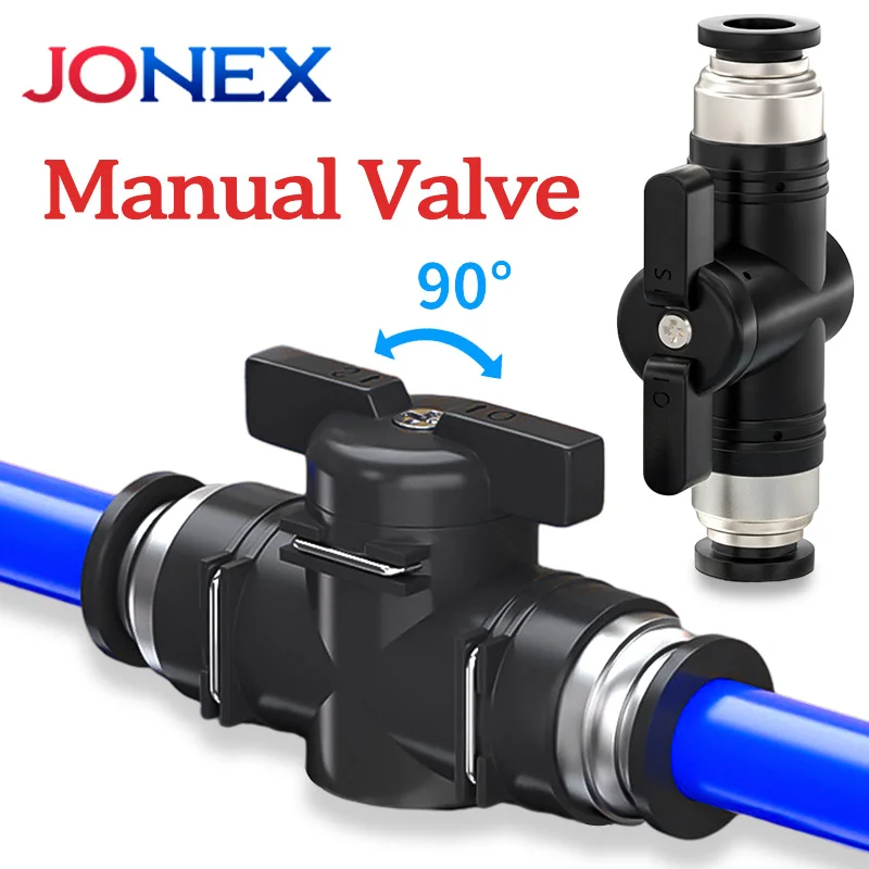 1PCS Manual Pneumatic Valve 4mm 6mm 8mm 10mm 12mm BUC Push In Connector Quick Release Hand 2-Way Fitting Air Switch for System