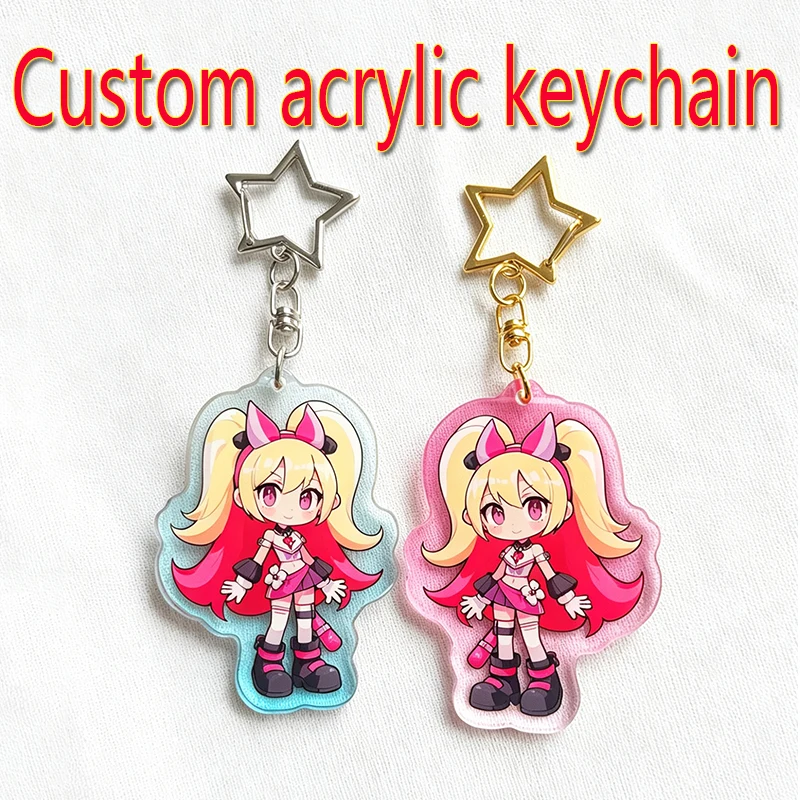 Custom Acrylic Keychain Anime cartoon Semi-Transparent Holographic Character Keychain Gift Customization