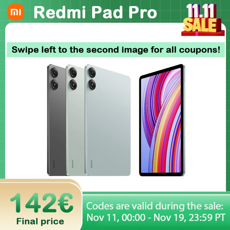 Xiaomi ? tablette Redmi Pad Pro, Version globale, 8 + 256 go, Snapdragon 7S Gen 2, octa Core, 12.1 pouces, 120Hz, 10000mAh, affichage de la batterie