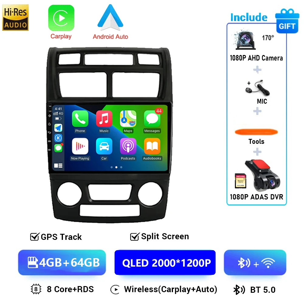 Autoradio voor Kia Sportage 2 2007 2008 2009 Multimedia Speler 2 Din Android 16 Carplay Auto Stereo GPS DVD Head Unit 5G WIFI