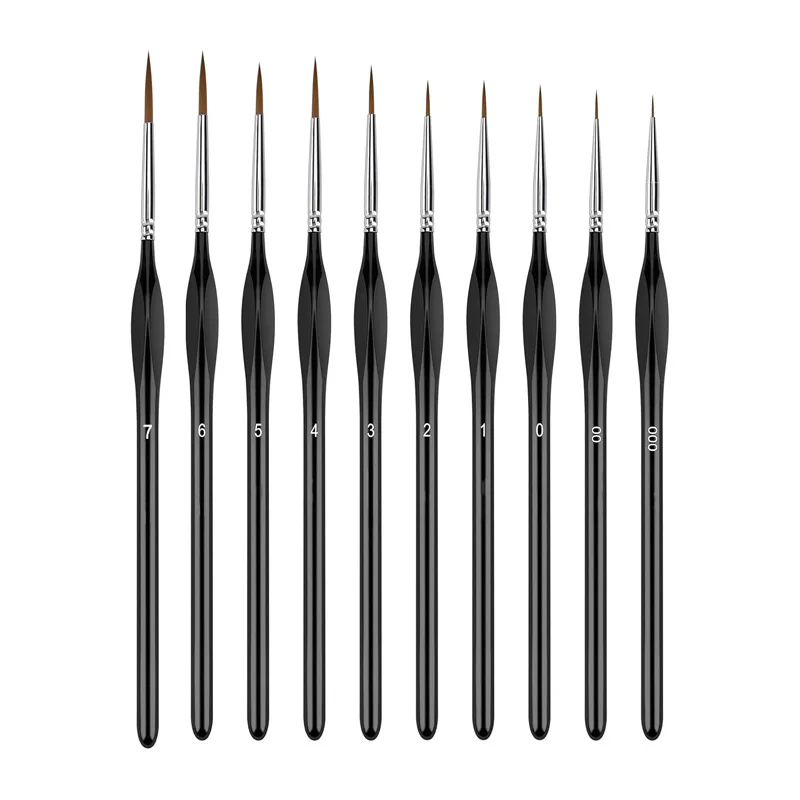 10Pcs Detail Paint Brushs Miniature Painting Brushes with Triangular Handles Mini Paints Brush for Acrylic Watercolor Face Nail