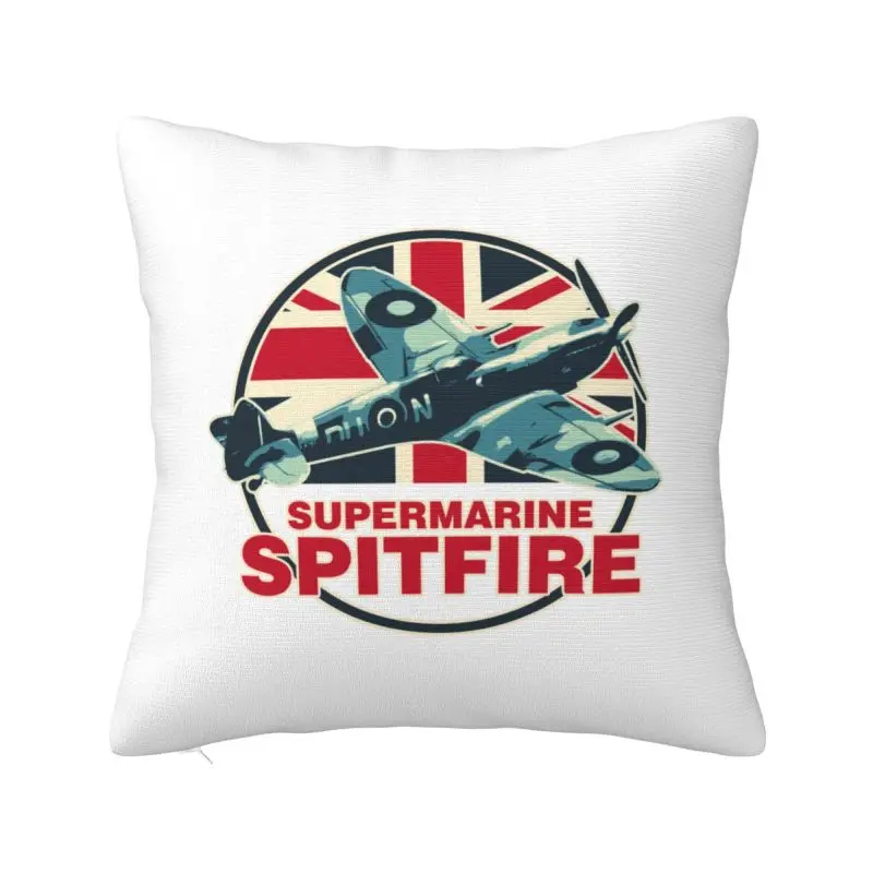 Custom Spitfires RAF Supermarine Fighter Aircraft Plane Cushion Cover 40x40cm Airplane British ww2 UK Velvet Luxury Pillows