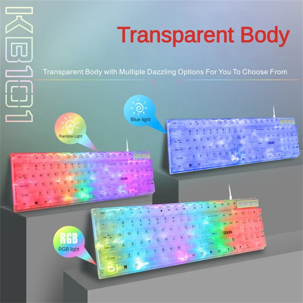 Fashionable Backlit Colorful Light Keyboard Game Mechanical Touch Keyboard Color Matching Office Luminous Computer Keyboard