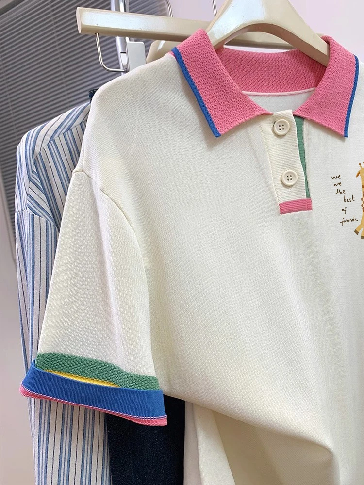 Faionable  Ne ort Sve T-irt Loose Fit Slimming Versatile Summer Top for Men And Women Age Defng Color Blo