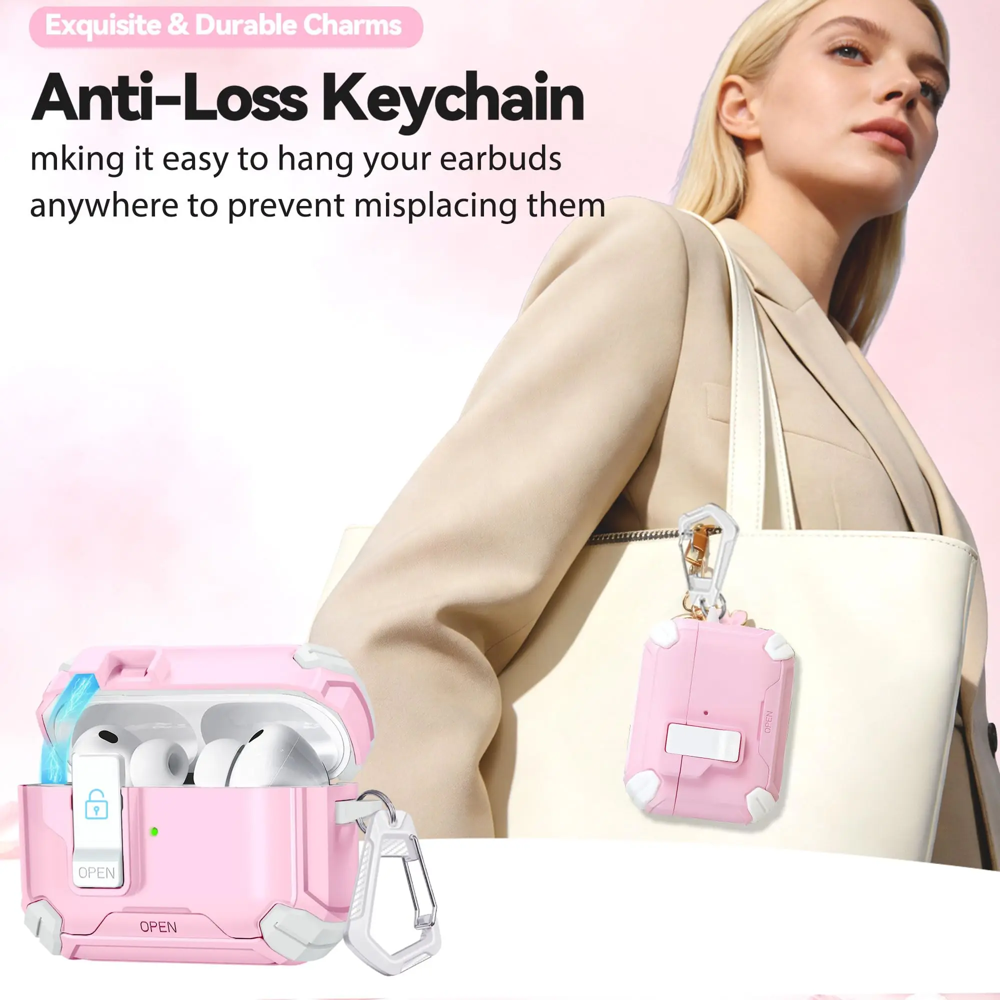 For AirPods Pro 3 Earphone Case with Phone Stand Compatible with Magsafe Magnetic Automatic Lock Case Cover for Airpods Pro 3