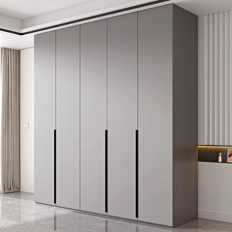 Luxury Clothes Storage Wardrobe Modern Luxurious Portable Organizer Wardrobe Gray Wooden Ropero Armable De Ropa Home Furniture