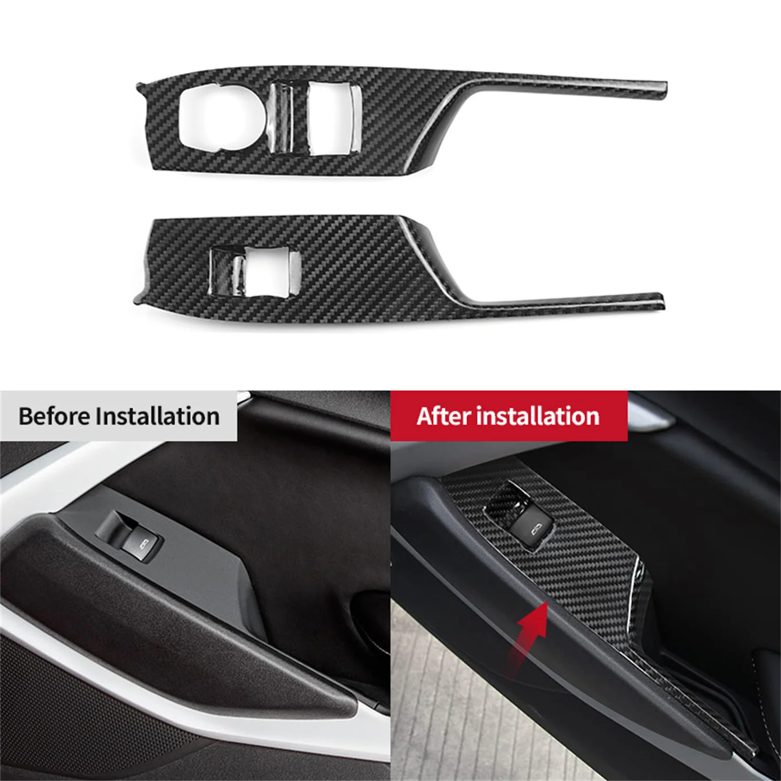 

Real Dry Carbon Fiber Interior Window Switch Button Control Panel Cover Trim Sticker For Chevrolet Camaro 2016-2024