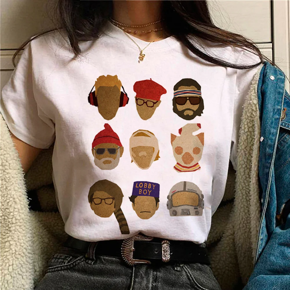 Wes Anderson t shirt women Y2K comic anime t shirt female comic anime manga clothes