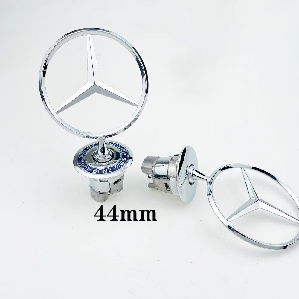 1pcs 44mm 3D Metal Blue Chrome Star Bonnet Hood Logo Emblem Badge for Mercedes Benz W202 W203 W204 W208 W210 W220 W221