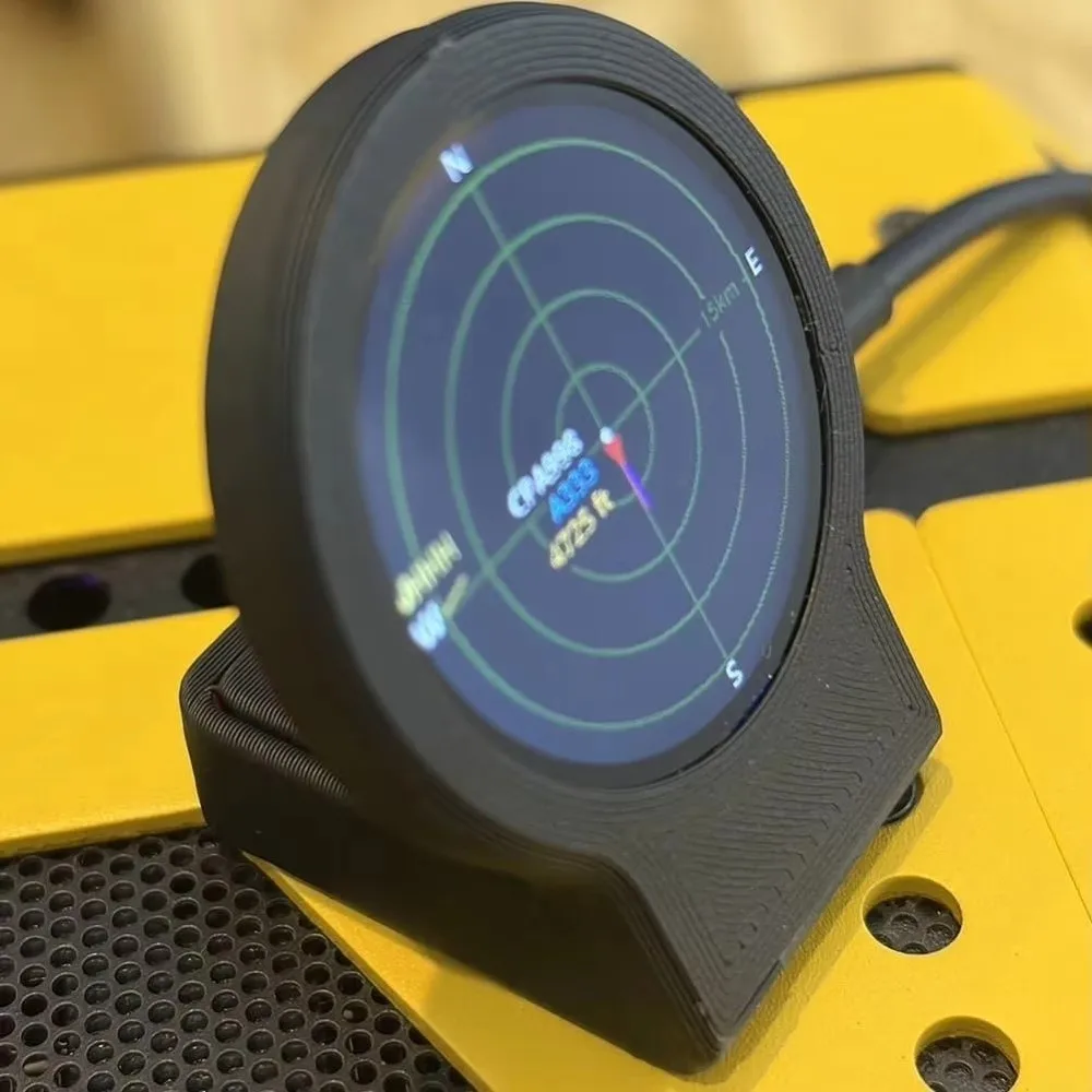 3D Printed Case Flight Tracker Gadget Real-Time Display Sonar Grid Screen ADS-B Flight Tracker USB Powered