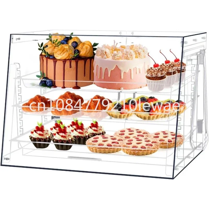 B-M Acrylic pastry display rack, multi-layer bread display cabinet with door, donut biscuit cake display cabinet