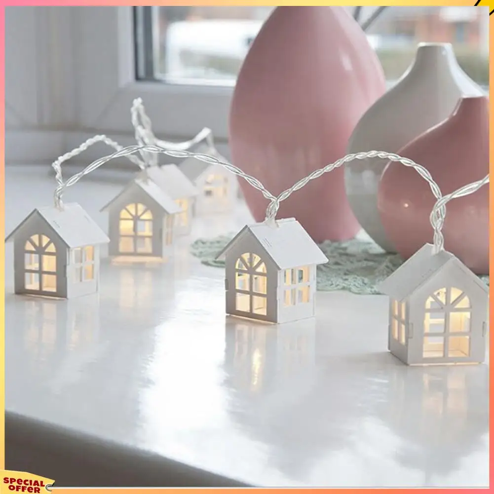 

ABFI LED Garland Wood House String Light USB Fairy Indoor Lights Warm White