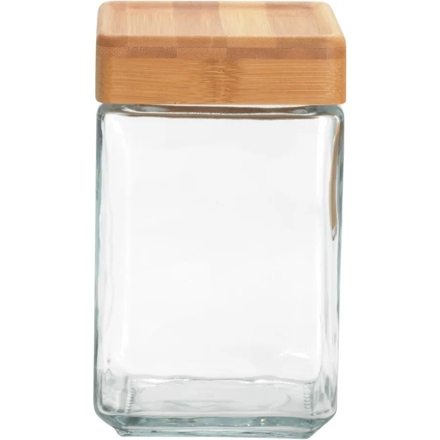 

1.5Quart Stackable Clear Glass Jars with Bamboo Lids Set of 4 for Kitchen Storage Ideal for Bulk Food Dry Goods Spices and Hous