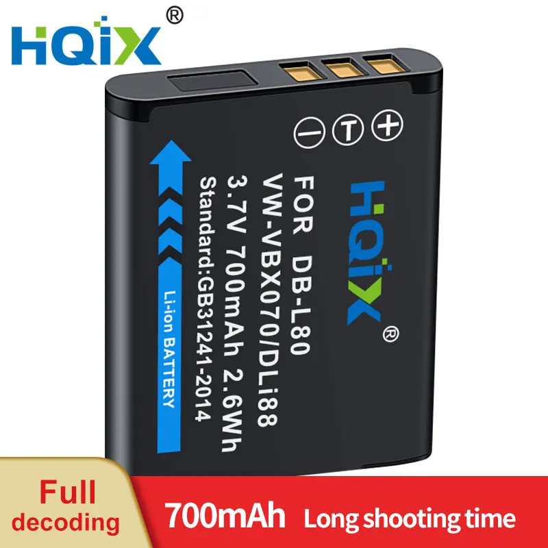 HQIX for Sanyo DMX-CG10 CG11 GH1 CG100 CG110 VPC-CG10 CA102 CG21 GH3 X1200 X1420 PD1 X1220 GH2 CS1 Camera DB-L80 Charger Battery