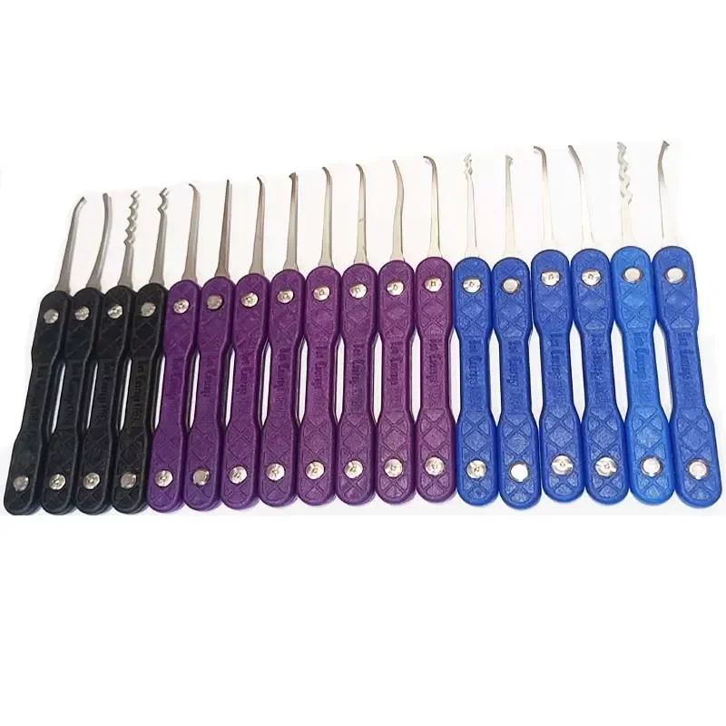 Nouvel ensemble de 18 outils de crochetage de serrures Kyreal Bon Courage colorés et 7 outils de tension, manche en plastique, acier inoxydable 0,5 mm, pour serrurier