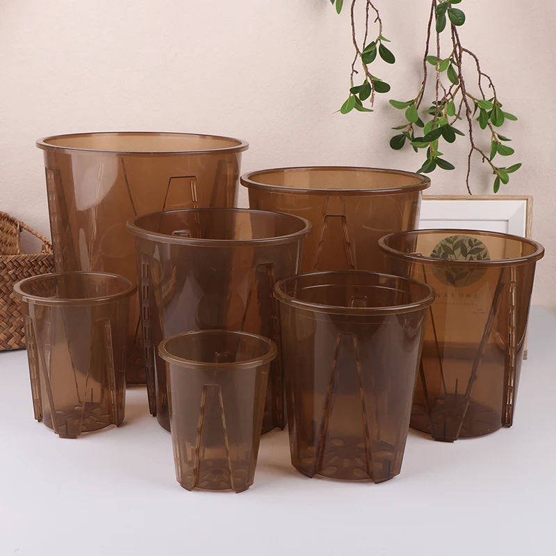 Transparent Plastic Orchid Root Control Pot With Holes Stomata Phalaenopsis Cattleya Breathable Planting Container Home Garden