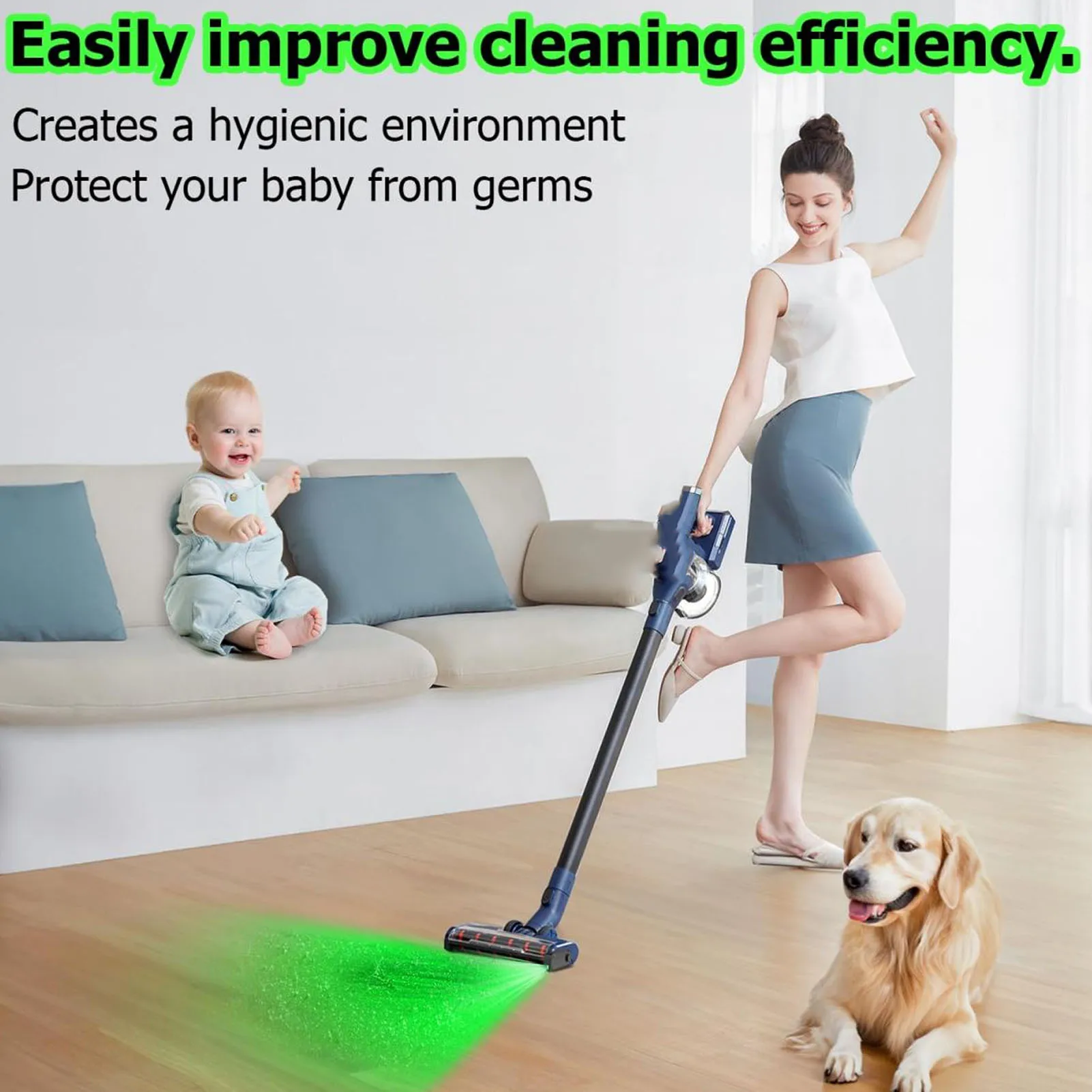 Vacuum Cleaner LED Dust Display Lamp Waterproof Green Laser Light Vacuum Parts