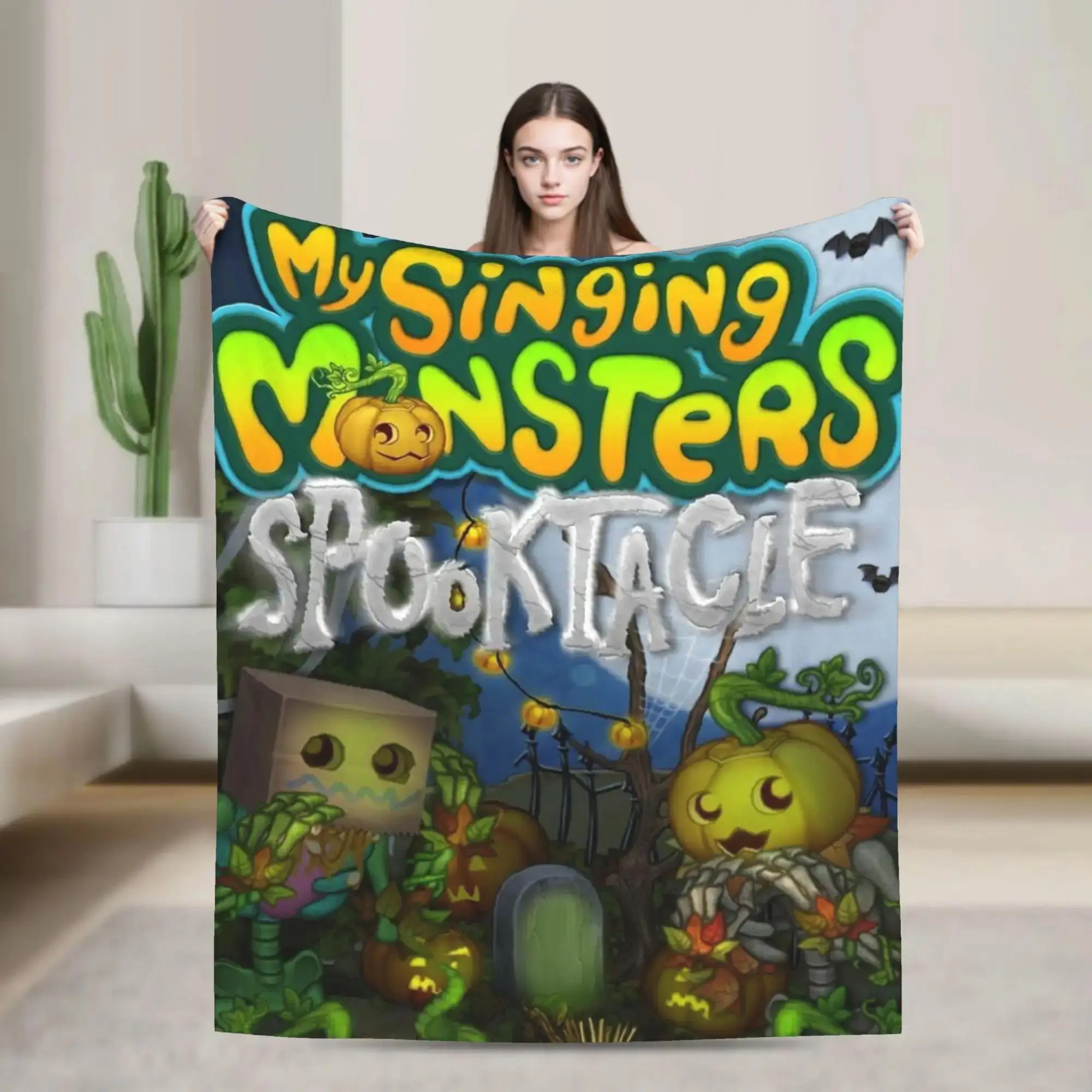 

Плед Spooktacle My Singing Monsters: Мягкий и теплый плед для зимних путешествий, использования на диване, кровати или в качестве покрывала
