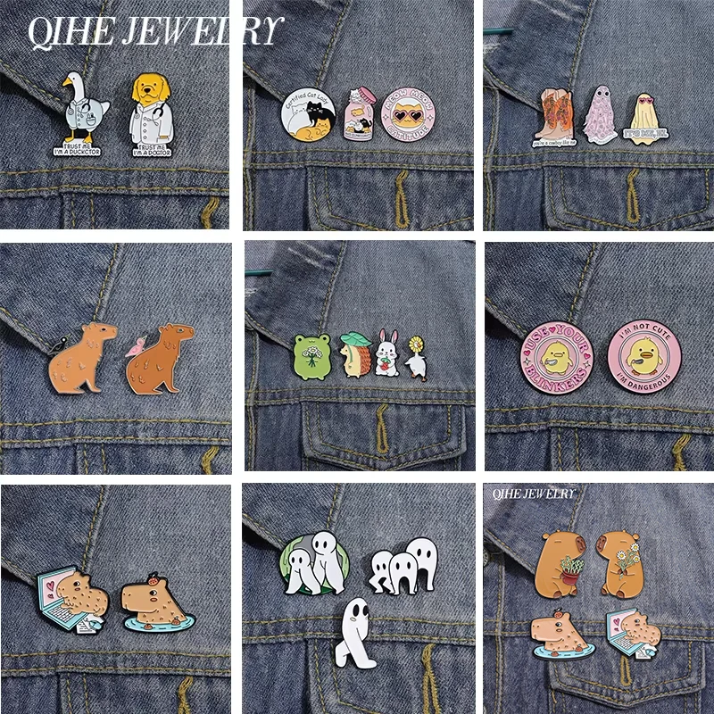 クリエイティブなエナメルピン,カスタムジュエリーセット,漫画,バタフライ,コーヒー,頭蓋骨,バッジ,金属ブローチ,子供向けギフト