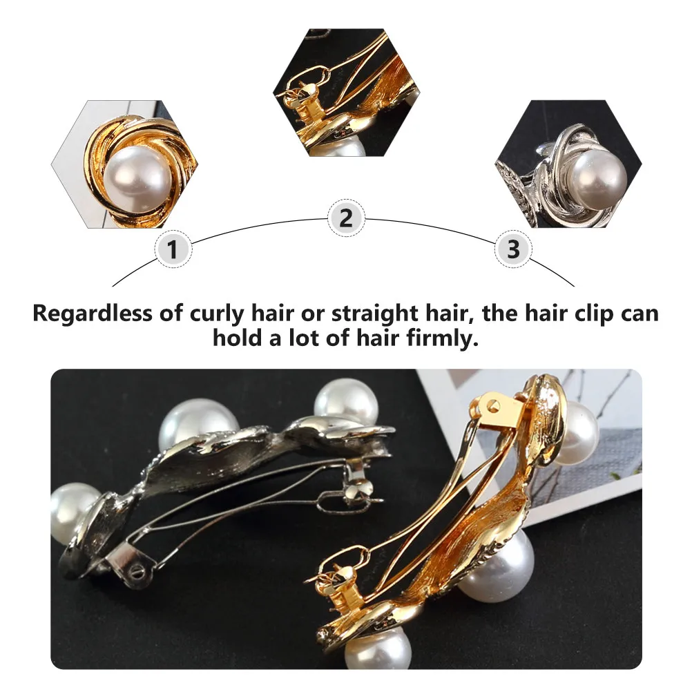 2Pcs Pearl Hair Clip Fashionable Women Accessories Long Lasting Gentle Treatment Spiral Pearl Hair Alloy Barrettes