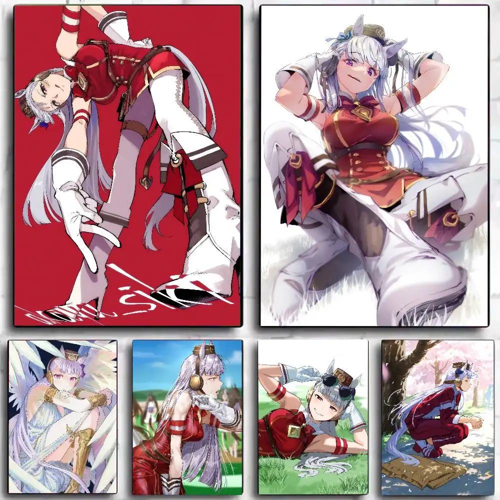 السفينة الذهبية أنيمي Umamusume PrettyDerby ملصق رائع ملصقات الفن جداريات حائطية ديكور لعبة غرفة ديكور الهدايا HD اللوحة سيارات القط