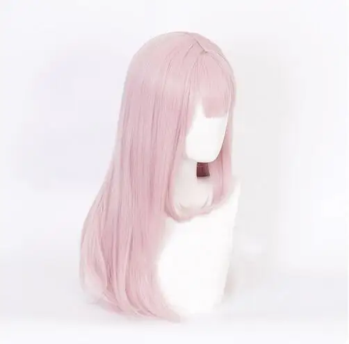 Peluca larga y recta de Anime Rosa sintética con flequillo para mujer, cabello Natural para fiesta diaria Coaplay