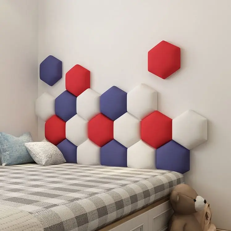 Hexagon Adhesive Bed Headboard Nordic Style Kids Room Decor Head Board 90 135 145 150 160cm Cabecero Cama Tete De Lit Wall Panel