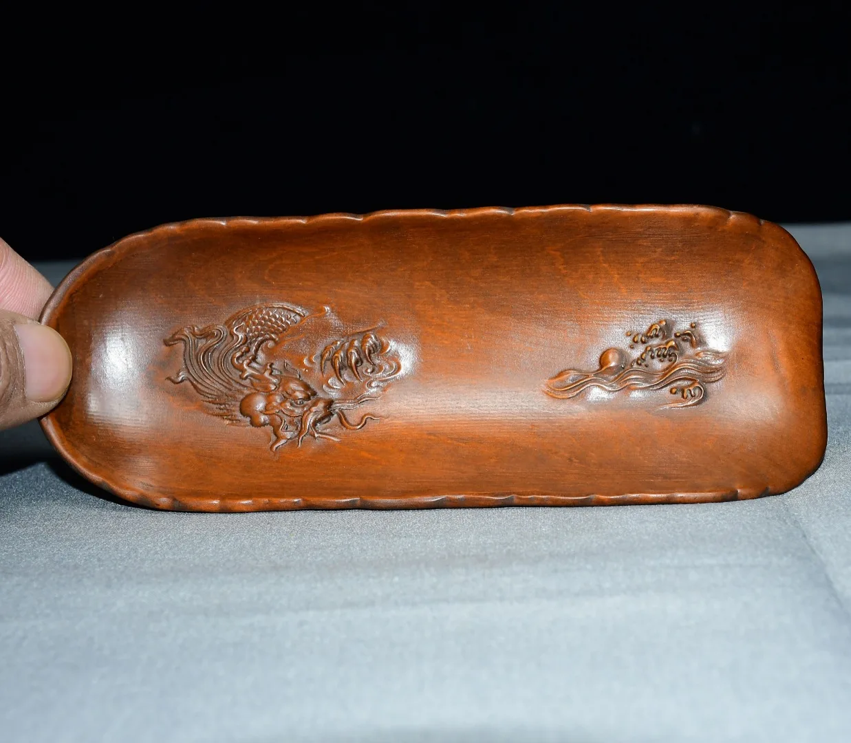 Folk Collection Old Boxwood dragon pattern Chinese Loong Statue Tea shovel Tea drinking tools tea tools