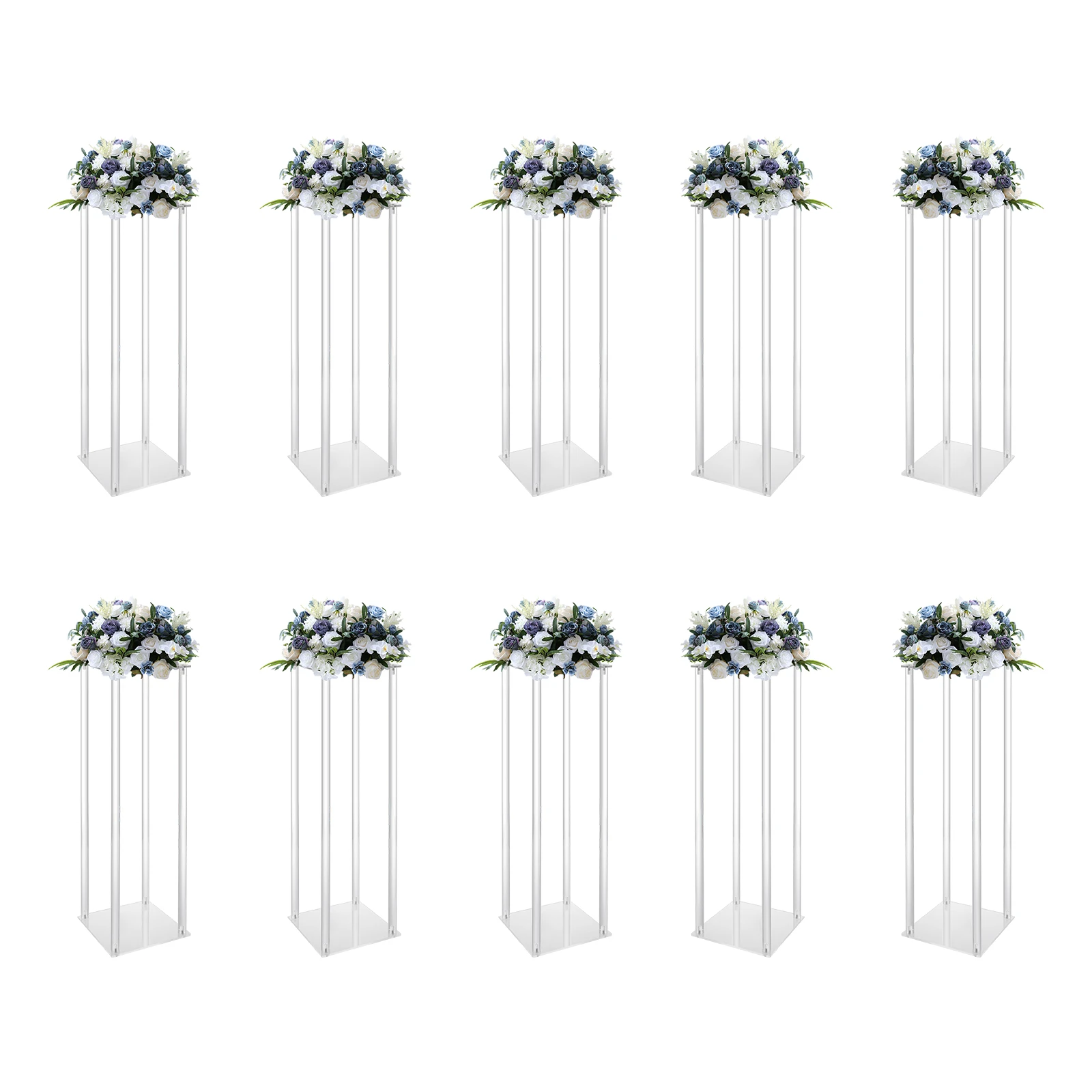 23.6inch 10 Set Acrylic Flower Vase Column Stand Clear Wedding Flower Vase Wedding Centerpieces for Table Decor